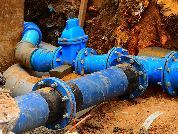 Pipes and valves underground